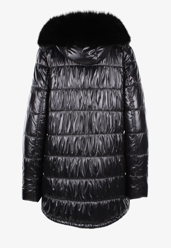 PIKOWANA KURTKA DAMSKA Z FUTRZANYM KOŁNIERZEM I KAPTUREM FAN LEATHER 522