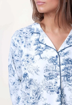 BAWEŁNIANA PIŻAMA DAMSKA ZAPINANA NA GUZIKI Z NADRUKIEM ADMAS 63584