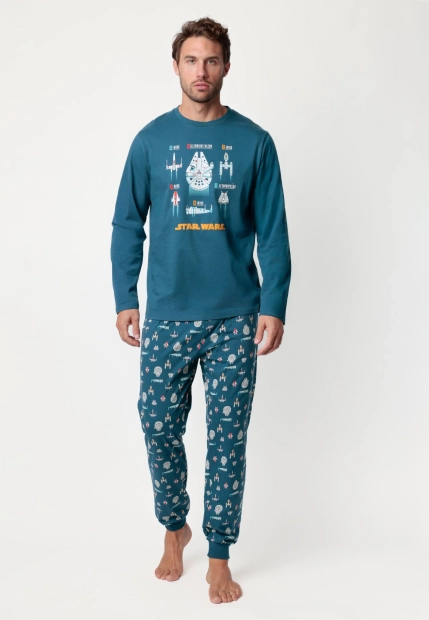 BAWEŁNIANA PIŻAMA MĘSKA Z DŁUGIM RĘKAWEM ADMAS Z KOLEKCJI STAR WARS 63499