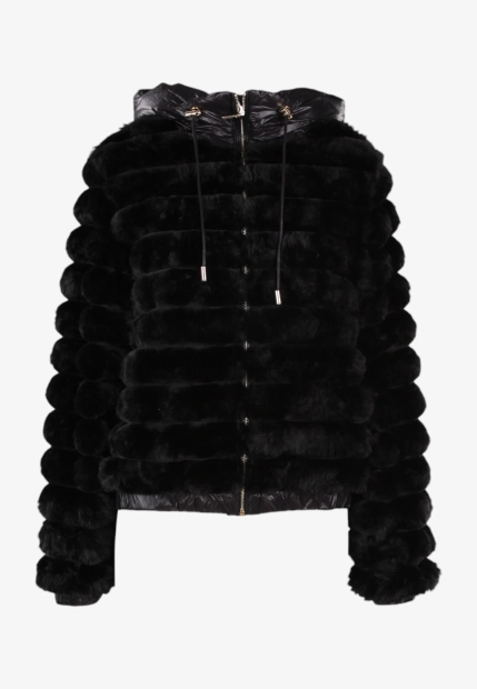 FUTRZANA KURTKA DAMSKA Z KAPTUREM YES ZEE J012 K200