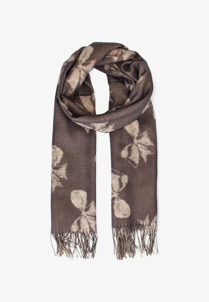 SZAL DAMSKI Z WISKOZY I WEŁNY FRĘDZLAMI YIND1651