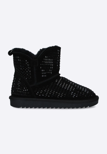 ŚNIEGOWCE DAMSKIE ZE SKÓRY ZAMSZOWEJ OZDOBIONE CZARNYMI CYRKONIAMI ARA 12-29903-01