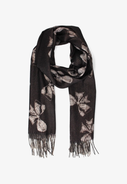 SZAL DAMSKI Z WISKOZY I WEŁNY FRĘDZLAMI YIND1651