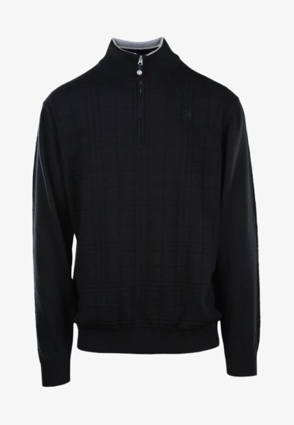 WEŁNIANY SWETER MĘSKI Z PÓŁGOLFEM ZAPINANY NA ZAMEK GREEN COAST GC25AIW52612