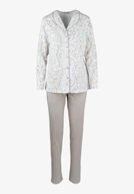 BAWEŁNIANA PIŻAMA DAMSKA Z DŁUGIM RĘKAWEM ZAPINANA NA GUZIKI LINCLALOR 75300