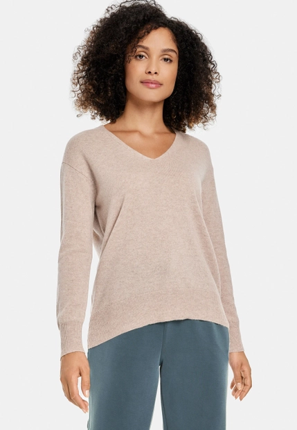 SWETER Z DEKOLTEM W SEREK Z WEŁNY Z DOMIESZKĄ KASZMIRU GERRY WEBER 770529-44709