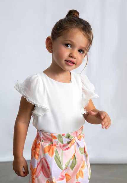 BLUZKA DZIEWCZĘCA Z OZODOBNYM RĘKAWEM MAYORAL 3195
